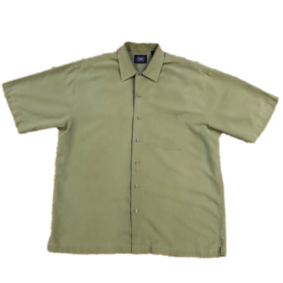 3/$20 Haggar Green Square Print Button-Up Shirt - Picture 1 of 5